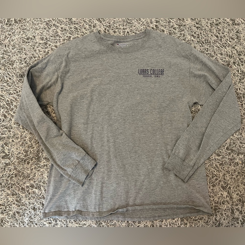 Loras College Dubuque Iowa Champion Long Sleeve Gray Shirt Size Large